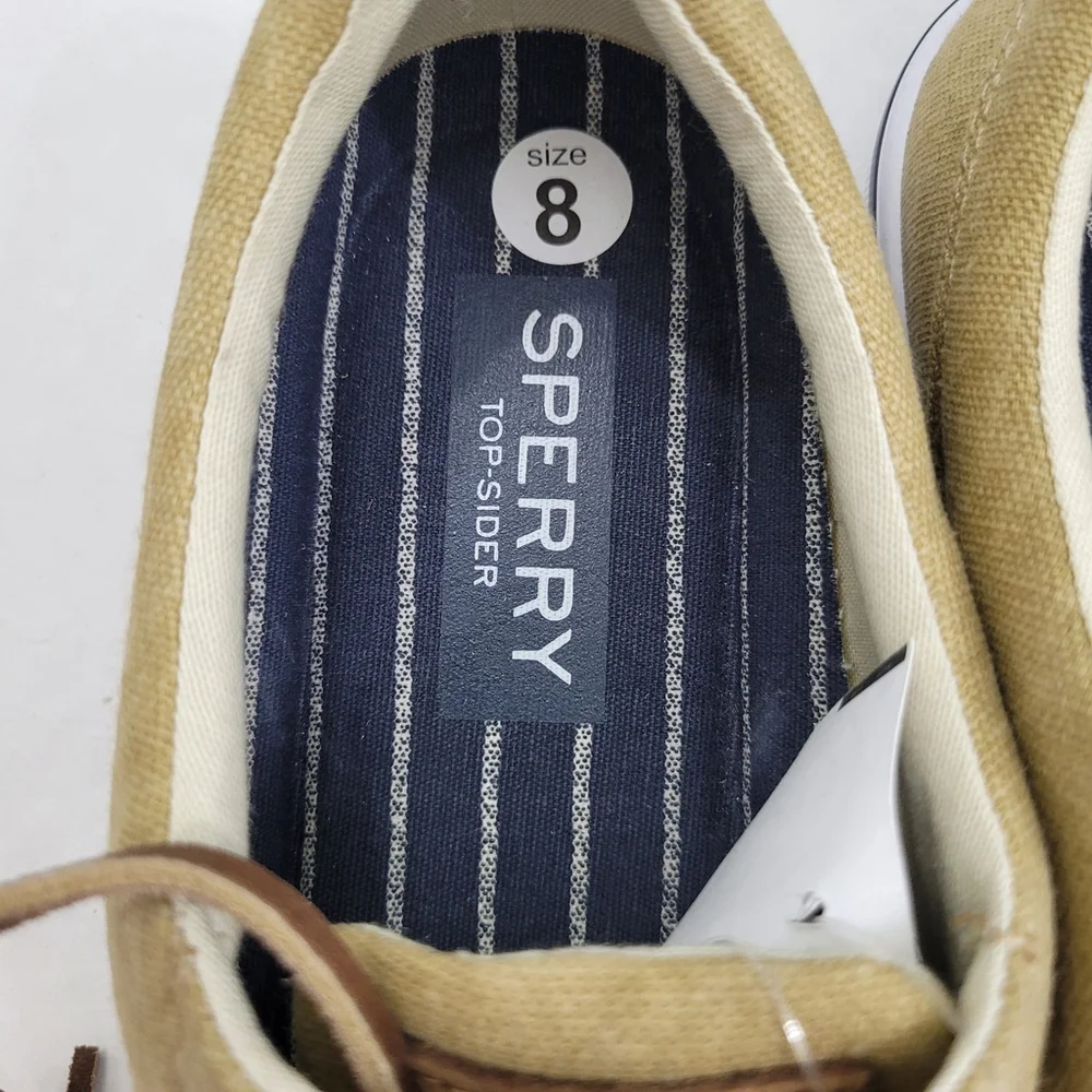 NWOT SPERRY Top Sider Men's Striper CVO Salt Washed Tan Chino Size 8